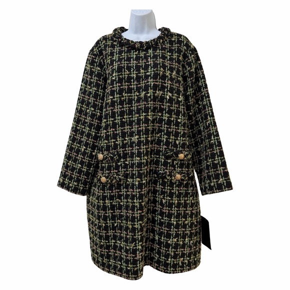 Tuckernuck Dresses & Skirts - Tuckernuck Womens Tweed Jackie Shift Mini Dress Size 3XL Moss Green Gingham NWT